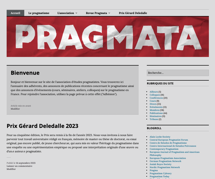 aperçu du site de l'association Pragmata